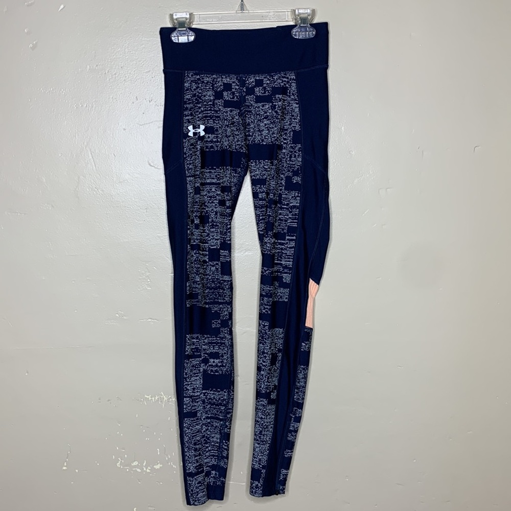 UNDER ARMOUR Compression Legging Blue Gray Peach Active Wear Workout XS